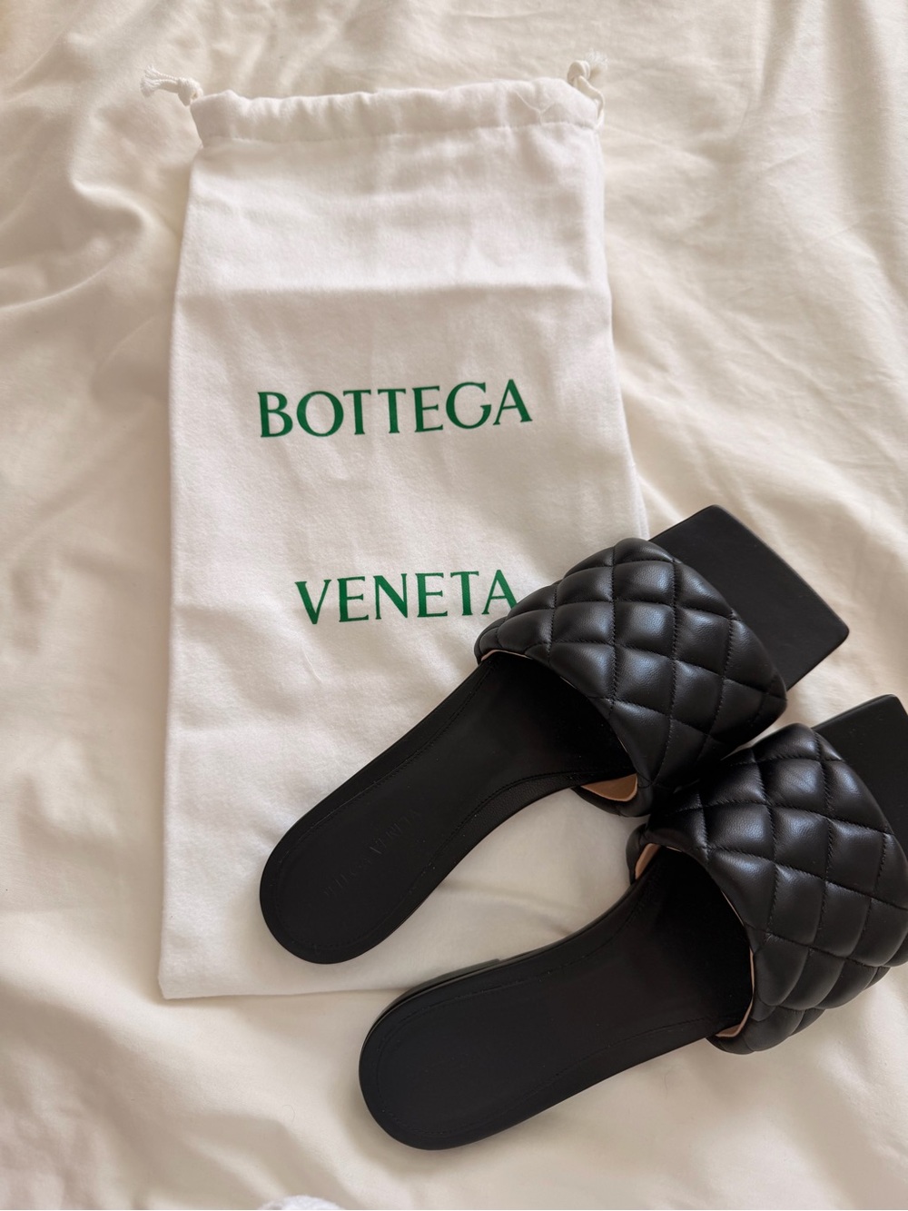 Bottega Veneta Black Quilted Matelasse Sandals
